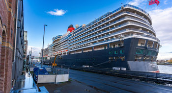 Cunard's Queen Victoria docked in Amsterdam.