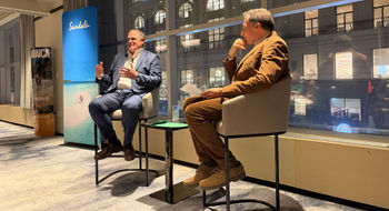 ASTA CEO Zane Kerby (left) and Northstar Travel Group explorer at large Arnie Weissmann at ASTA's New York City chapter meeting.