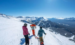Skiers at Lake Louise Ski Resort in Banff National Park.