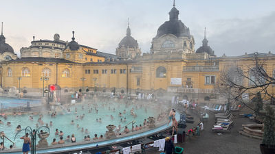 The Szechenyi Baths in Budapest is one of the largest bathhouses in Europe.