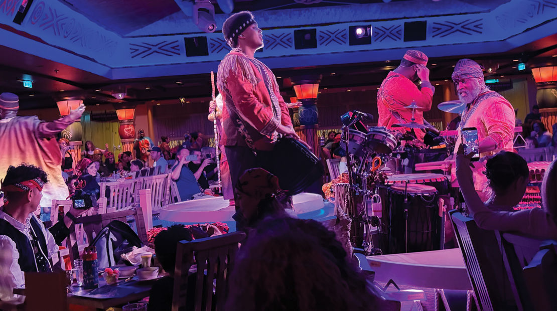 Performers in Pride Lands: Feast of the Lion King.