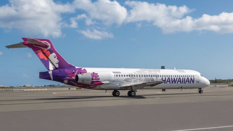 A Boeing 717 that Hawaiian Airlines uses for Hawaii interisland flights.