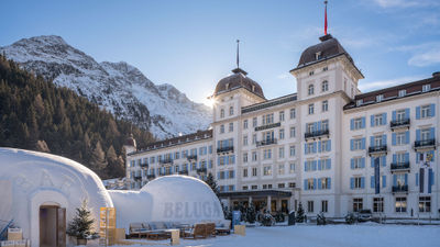 The Grand Hotel des Bains Kempinski St. Moritz features an outdoor Beluga Igloo vodka and caviar station.