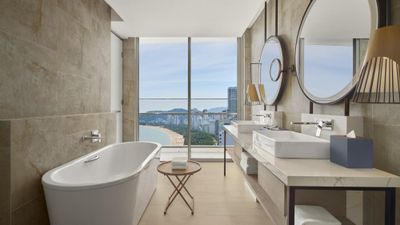 A guest bathroom in a Regency Suite at the Hyatt Regency Nha Trang.