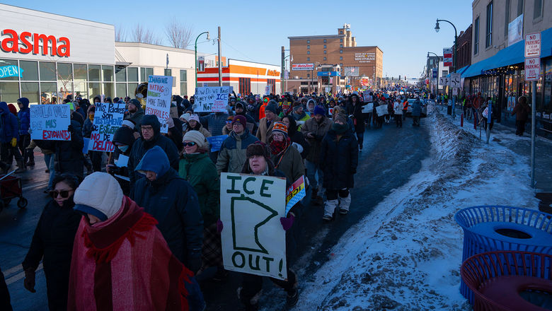 An anti-ICE protest in Minneapolis in late December.