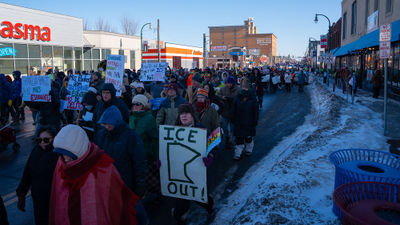 An anti-ICE protest in Minneapolis in late December.