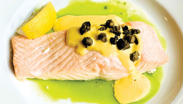 Norwegian salmon with capers and lemon.
