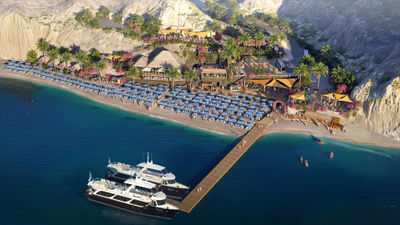 The Royal Beach Club Santorini will be open to Royal Caribbean and Celebrity guests.