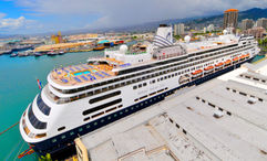 Holland America Line's Volendam docked in Honolulu in 2023.