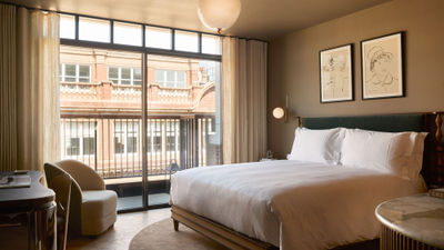 A guestroom at the Newman, set to open early next year in London's Fitzrovia neighborhood.