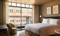 A guestroom at the Newman, set to open early next year in London's Fitzrovia neighborhood.