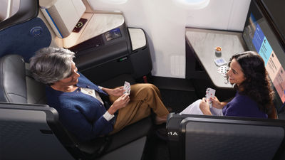 The new Polaris Studio seat configuration planned for United's upcoming 787-9 jets. Chief commercial officer Andrew Nocella said in making program changes to MileagePlus, members want "a first class seat or a Polaris seat ... as a reward."