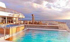 The Aquavit Terrace and aft infinity pool on Viking ocean ships.